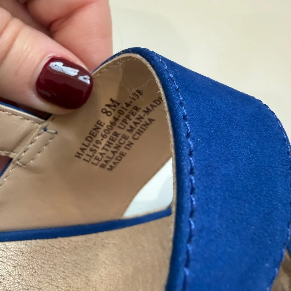 Lucca‎ Lane Blue Wedge Sandals 8M Espadrille Heel Ankle Strap Boho Coastal Shoes